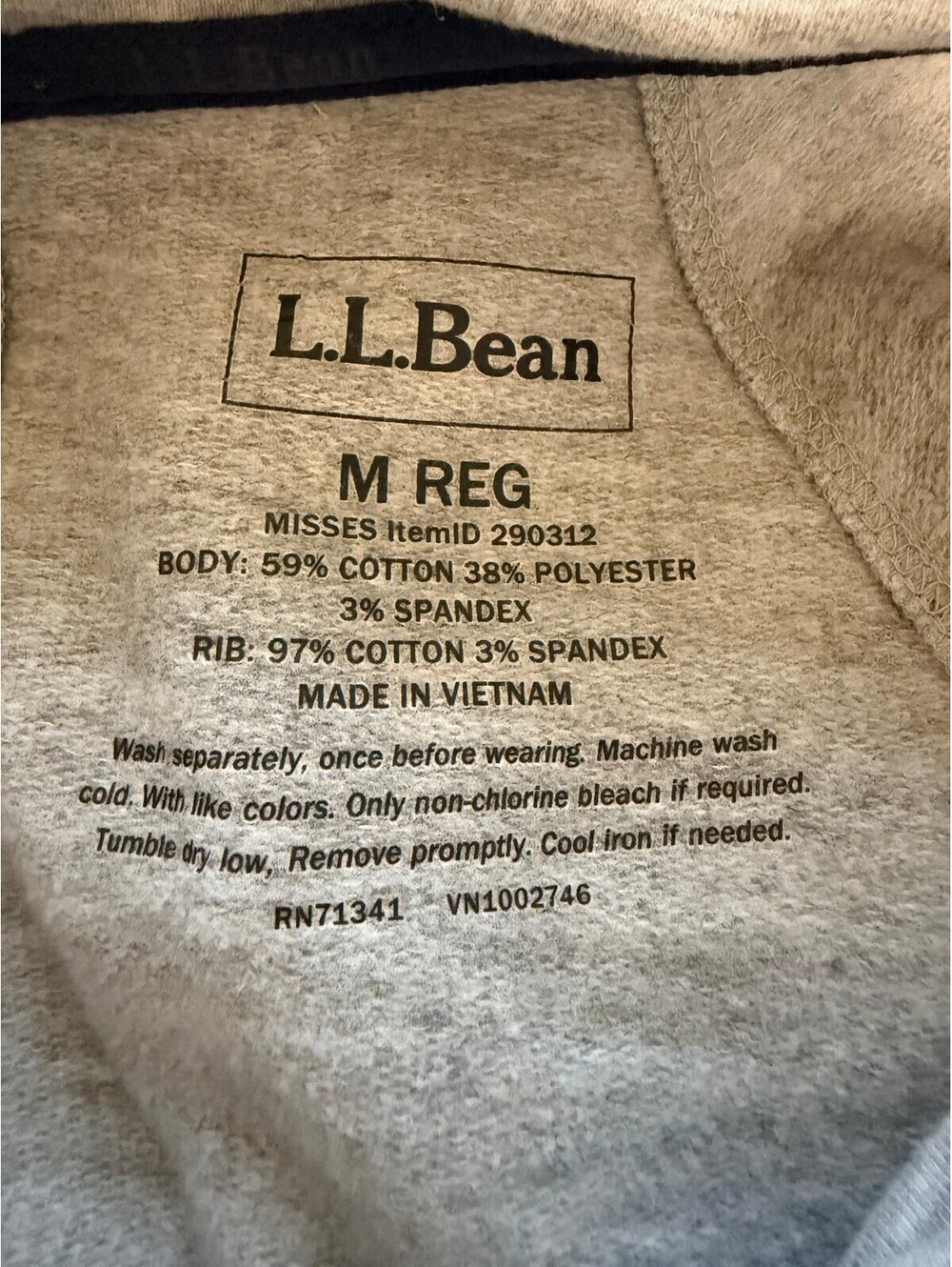 L.L.Bean Gray Cowl Neck Pullover Hoodie Sweatshirt Women's M Regular - Picture 7 of 7